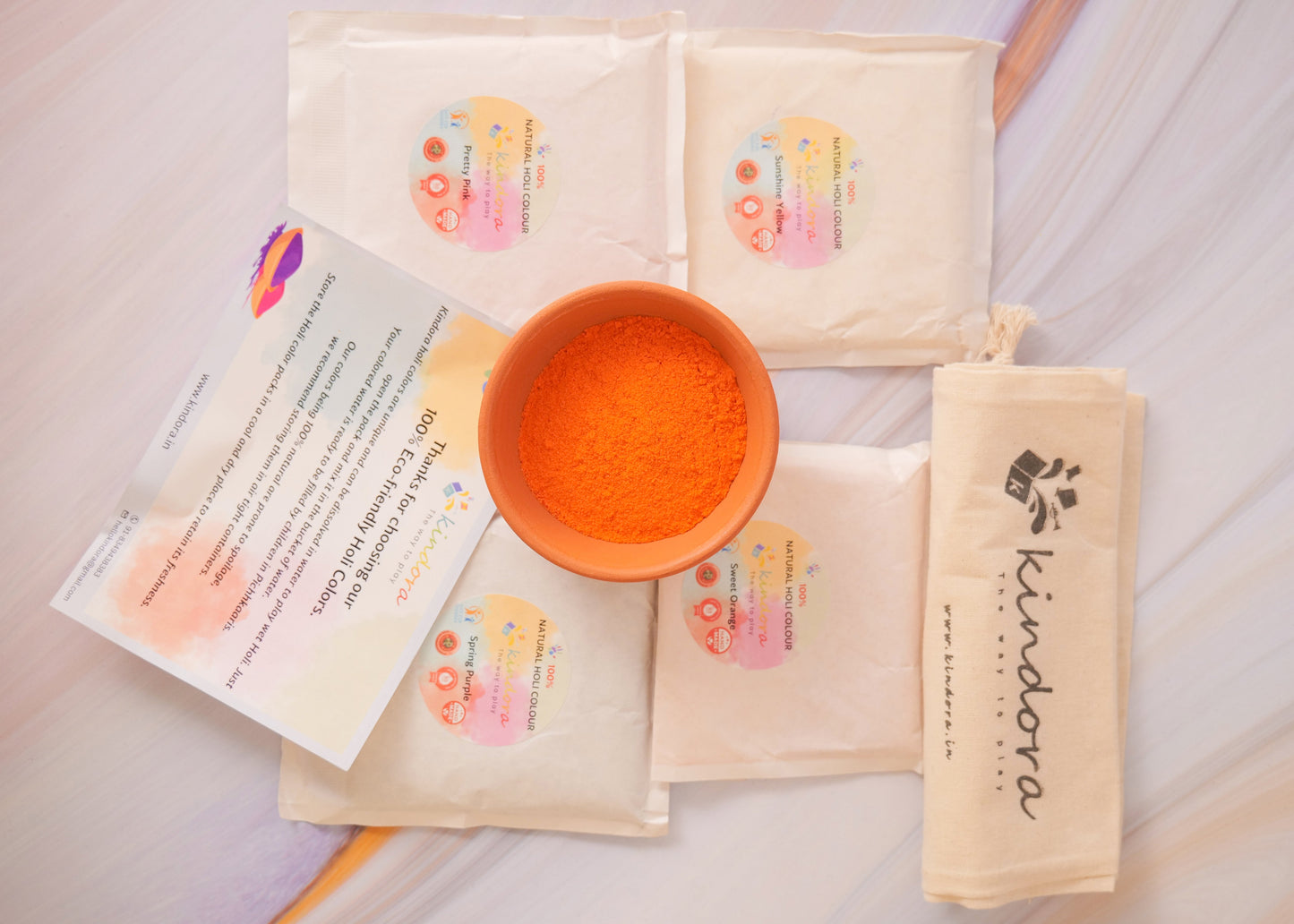 Eco-friendly Holi Colours - Handmade, Chemical free, Child Safe (Assorted Set Of 4 -100gms Each)