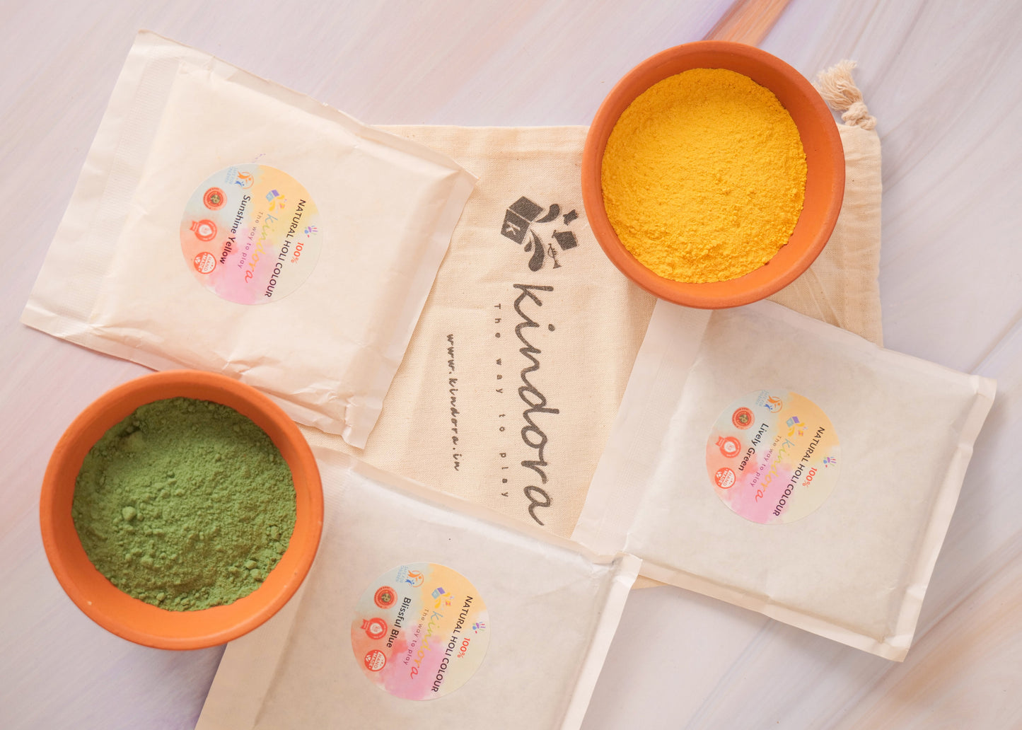 Eco-friendly Holi Colours - Handmade, Chemical free, Child Safe (Assorted Set Of 4 -100gms Each)